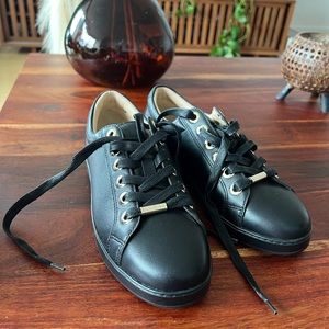 Jimmy Choo Sneakers Black Leather With Golden Stars